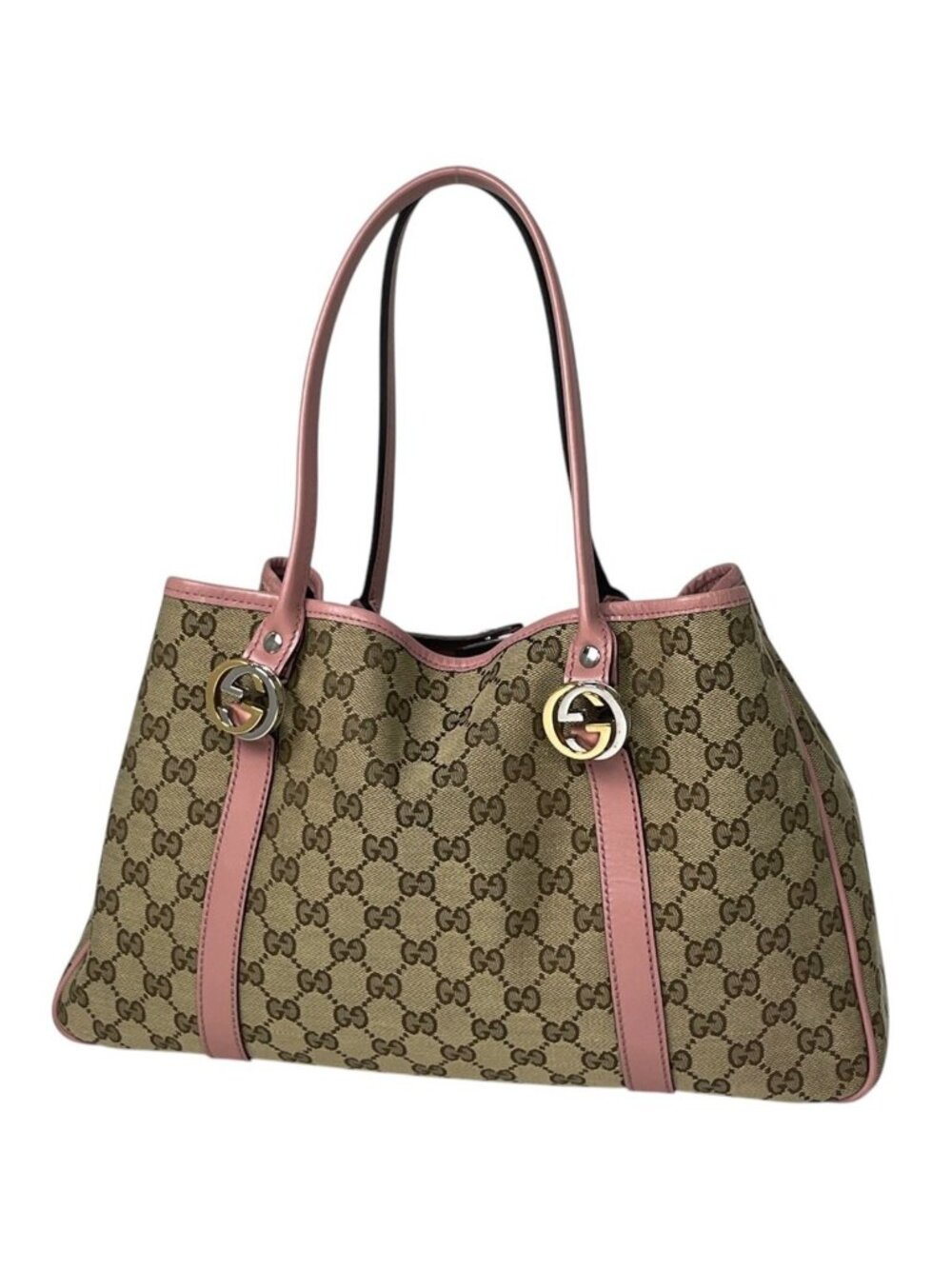 Gucci Tote Bag GG Pattern Twins Canvas Beige Pink